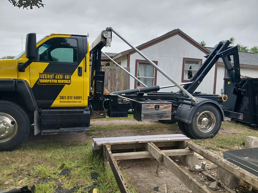 Throw and Go dumpster delivered for a demolition and construction cleanout in Corpus Christi