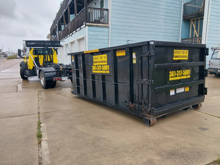 Driveway-friendly dumpster drop-off for a home project in Corpus Christi