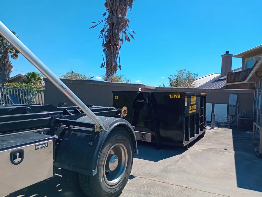 Roll-off dumpster placed in a Coastal Bend neighborhood by Throw and Go